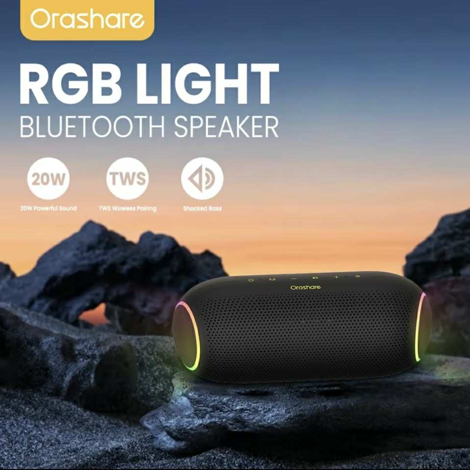 Orashare BS18Plus 20W Wireless Portable Speaker TWS Bluetooth 5.3 Outdoor IPX5 Waterproof Speaker